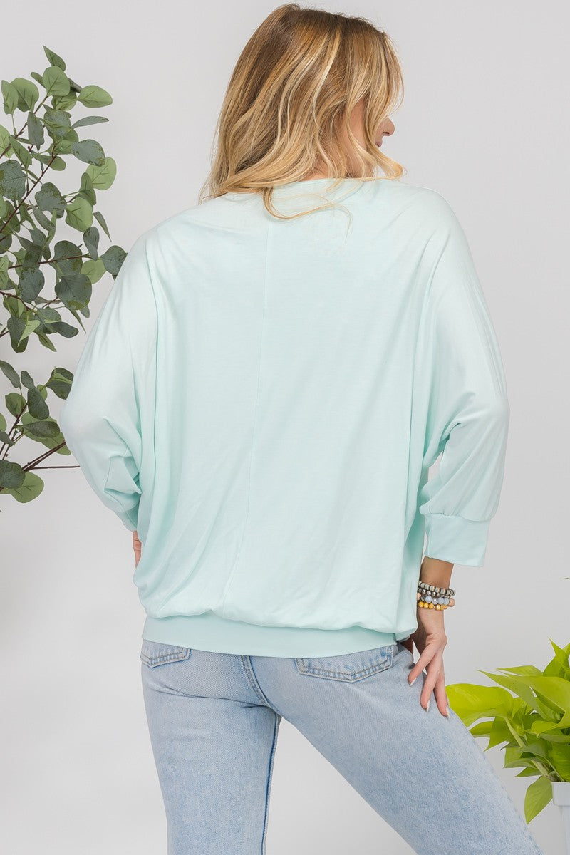 Celeste Full Size Floral Round Neck Top with Two Layer Detail