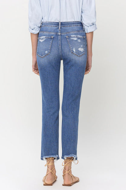 Lovervet High Rise Raw Hem Straight Jeans