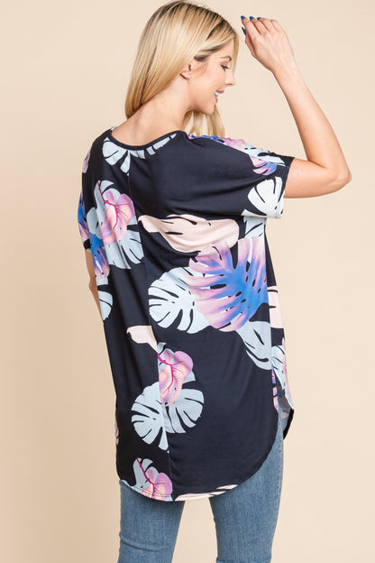 BOMBOM Printed Round Neck Short Sleeve T-Shirt