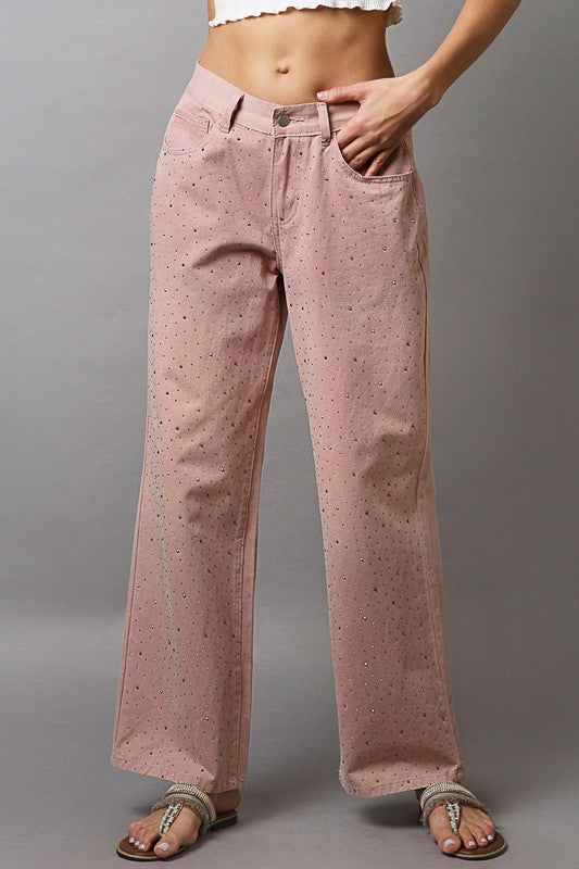 POL Embellishments Gradient Wide Leg Pants