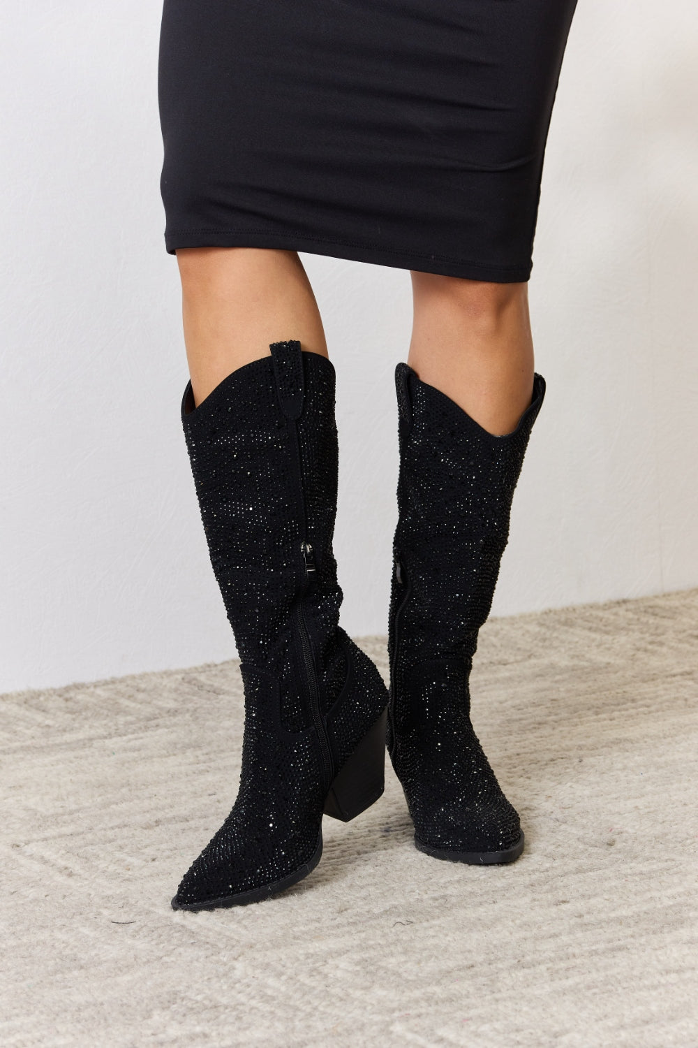 Forever Link Rhinestone Knee High Cowboy Boots