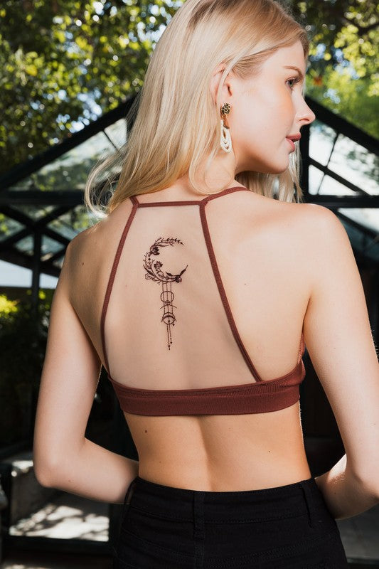 Crescent Moon Dream Catcher Tattoo Mesh Bralette