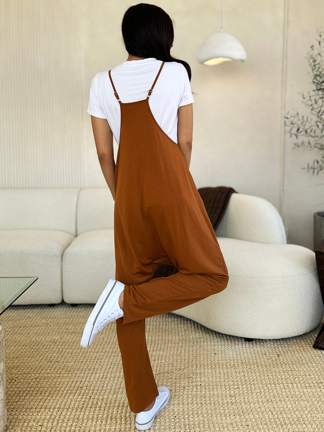 Double Take Full Size Sleeveless V-Neck Pocketed Jumpsuit