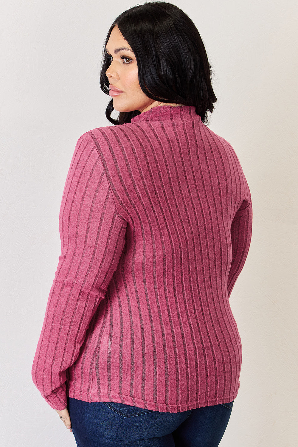 Basic Bae Full Size Ribbed Mock Neck Long Sleeve T-Shirt